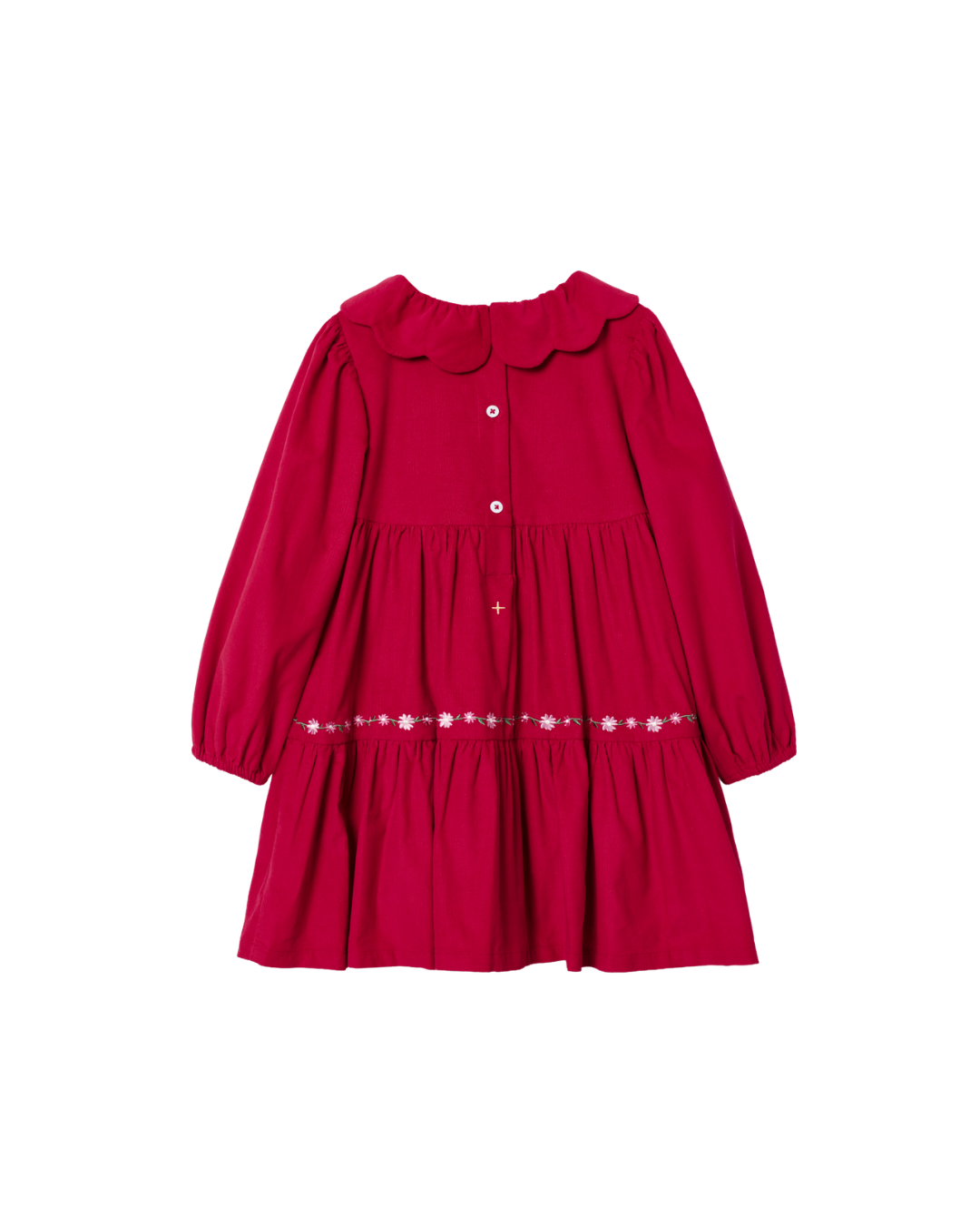 Bouquet Embroidered Red Smock Dress