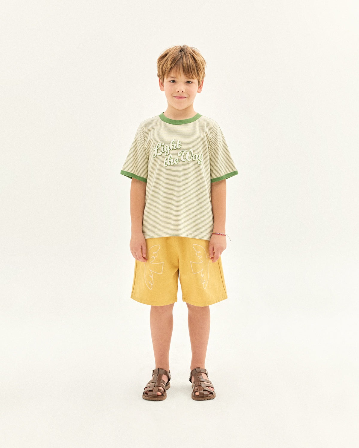 Bird Chain Embroidered Shorts Yellow
