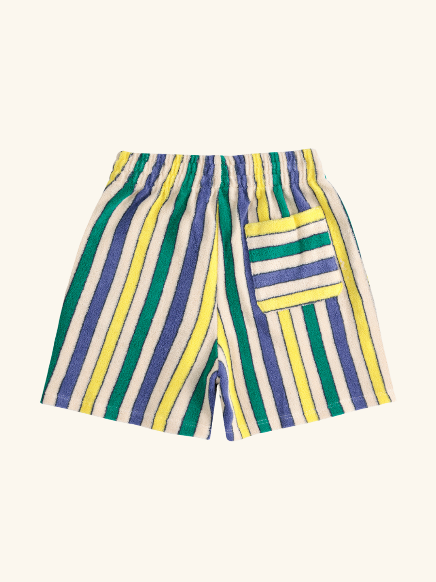 Multicolor Stripes Terry Cloth Bermuda Shorts