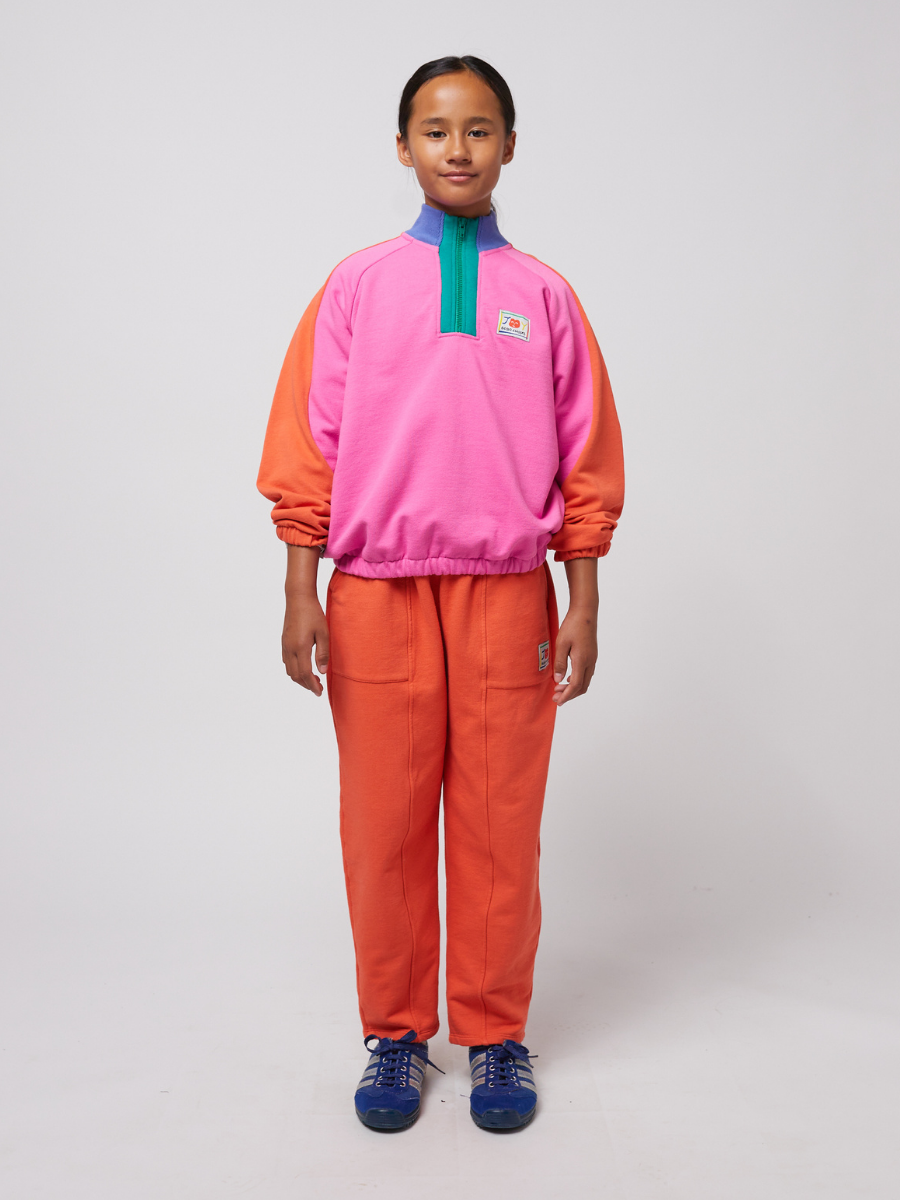 Smiling Color Block 1/4 Zipped Sweatshirt