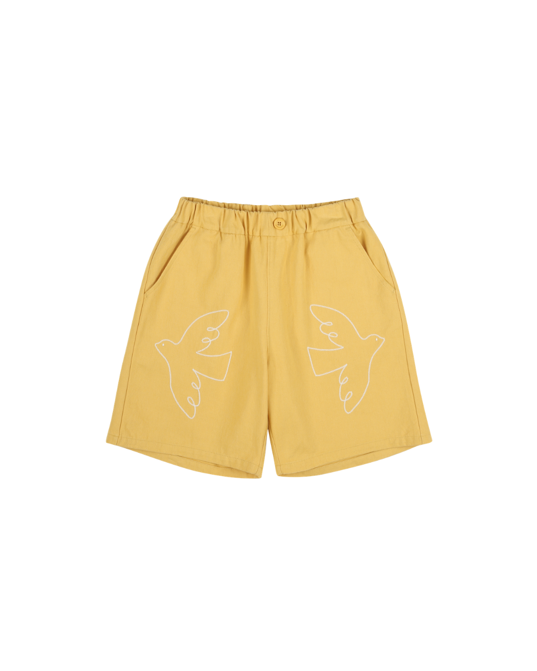 Bird Chain Embroidered Shorts Yellow
