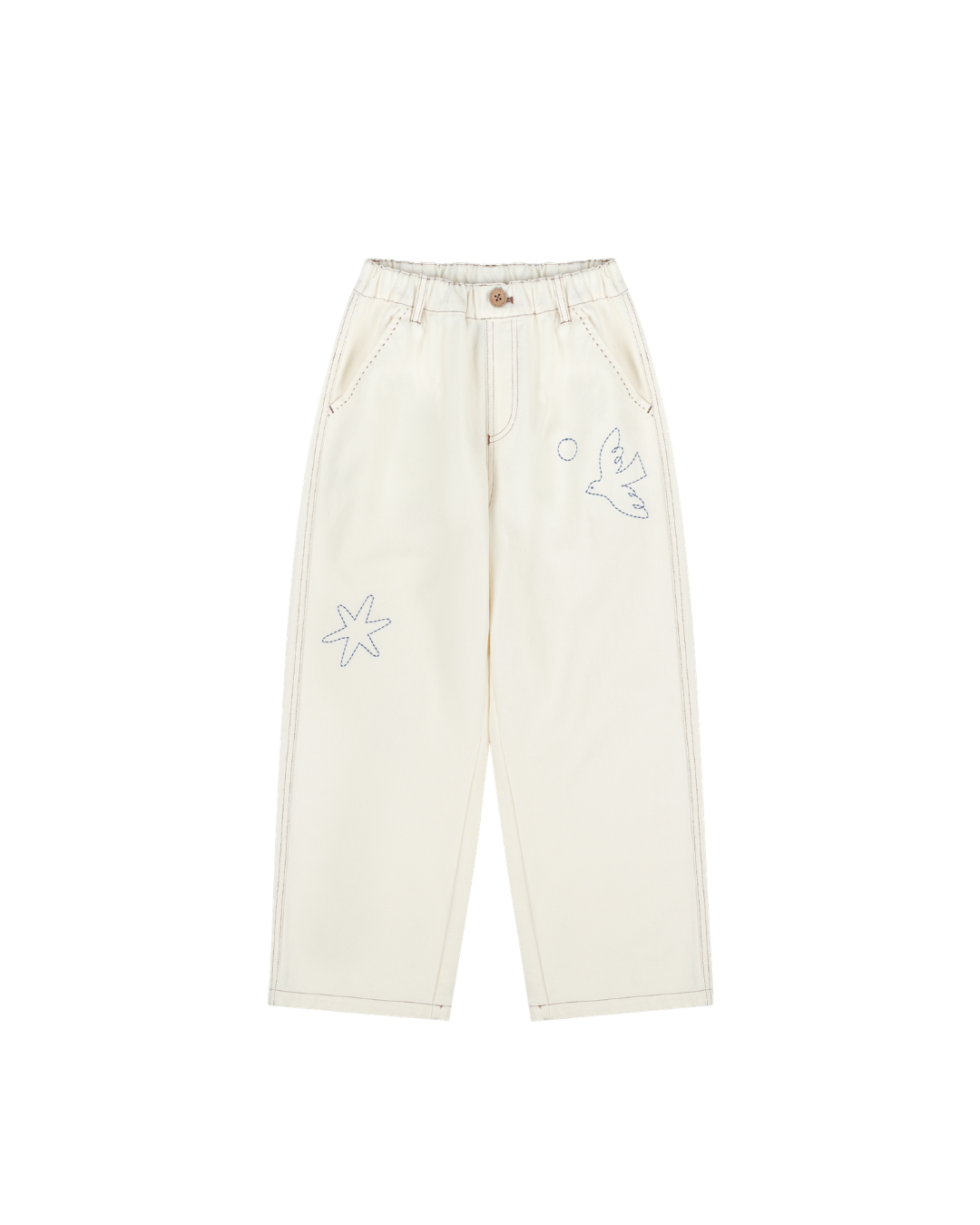 Beacon Motif Embroidered Pants Ivory