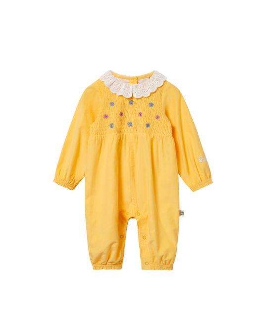 Broderie Collar Shirred Romper