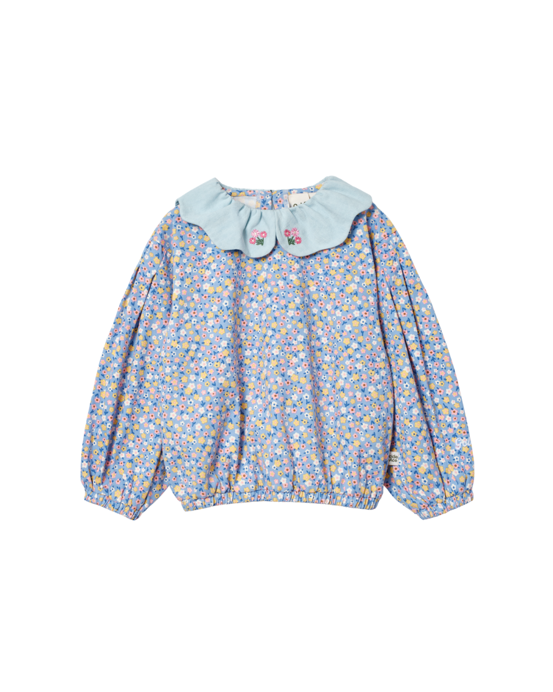 Faded Floral Collar Balloon Top