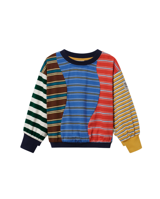 Patchwork Stripe Lightweight Sweatshirt