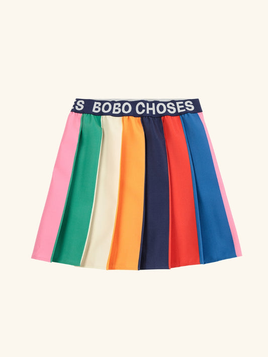 Color-Block Pleated Skirt