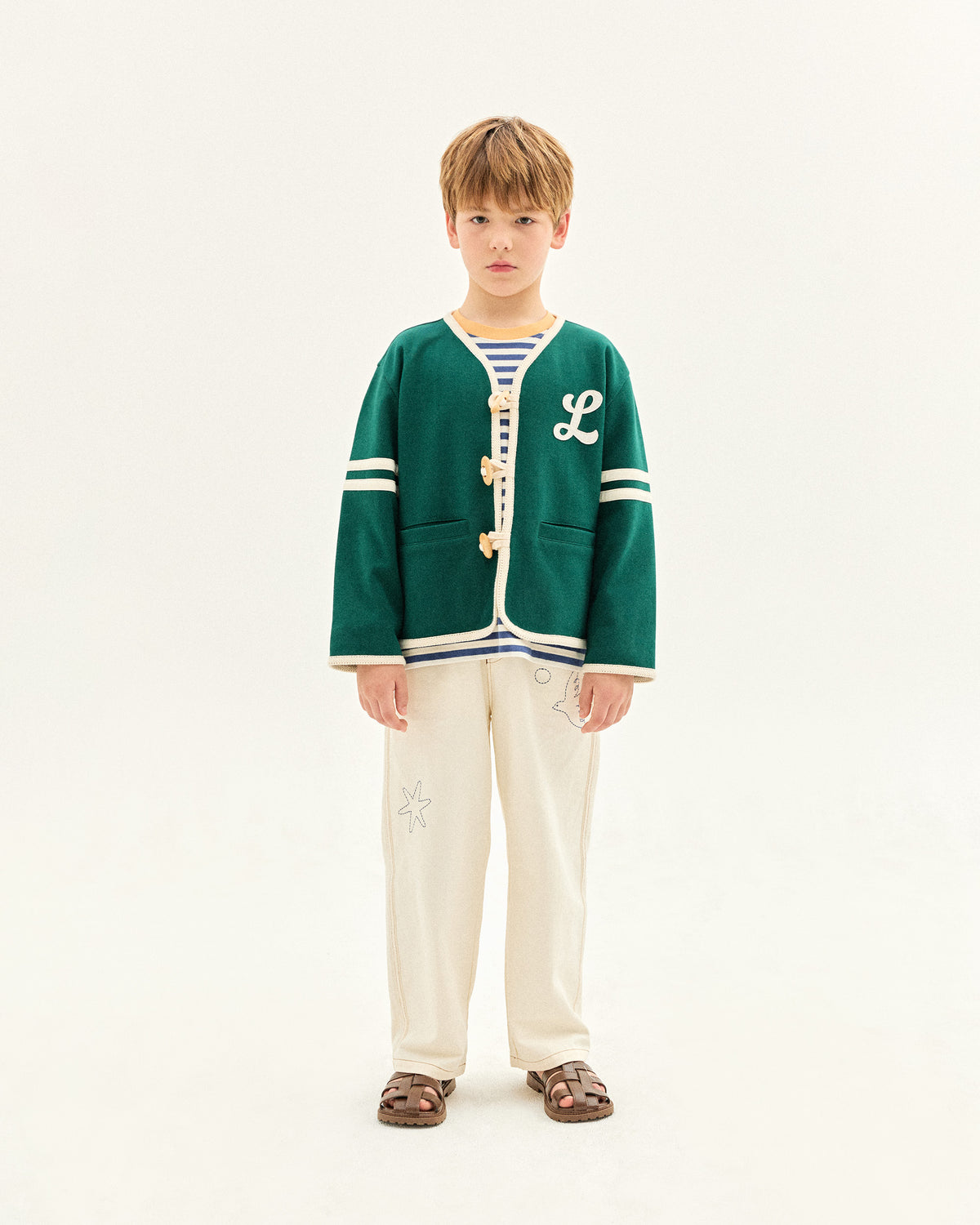 Beacon Motif Embroidered Pants Ivory