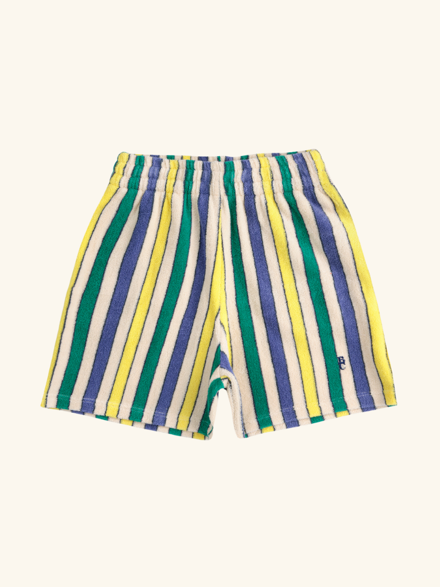 Multicolor Stripes Terry Cloth Bermuda Shorts