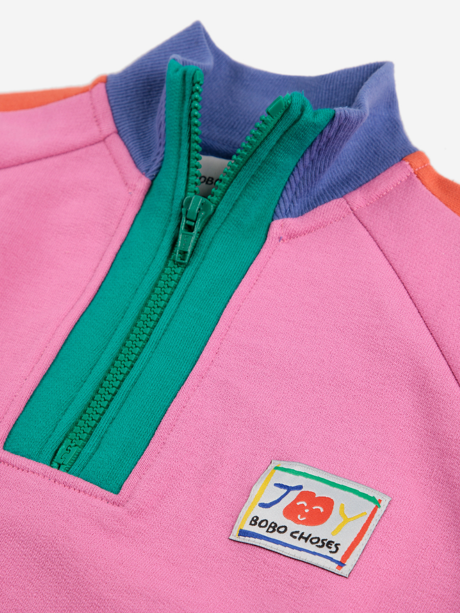 Smiling Color Block 1/4 Zipped Sweatshirt