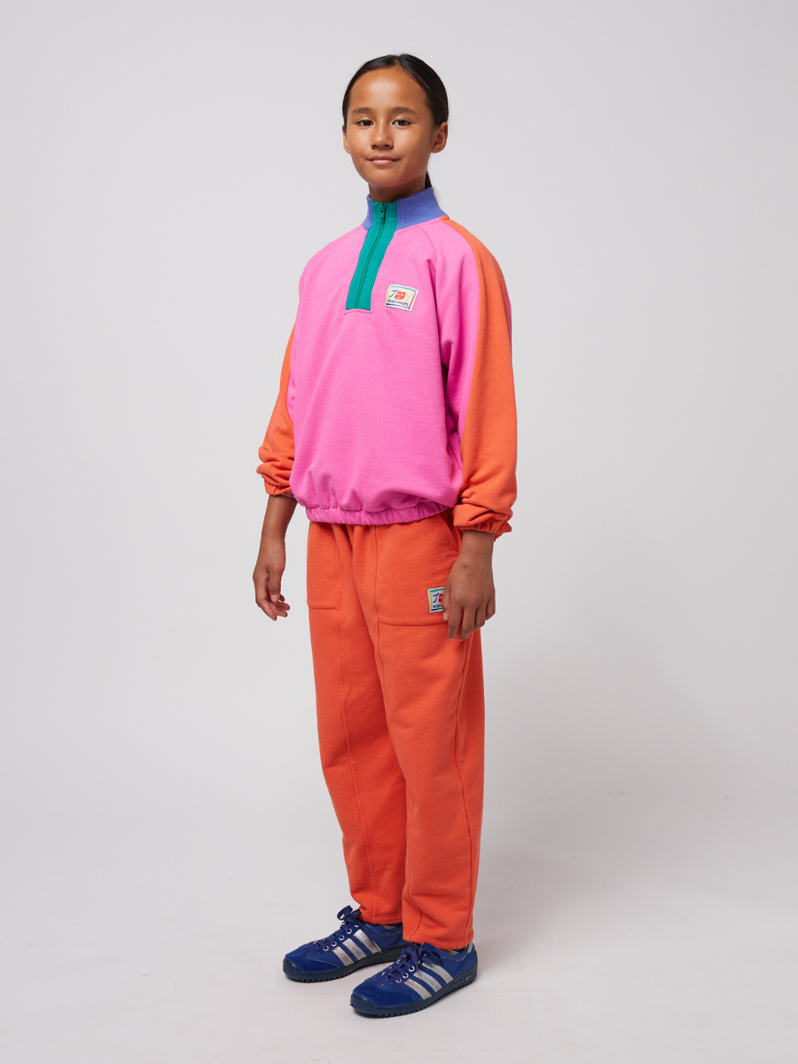 Smiling Color Block 1/4 Zipped Sweatshirt