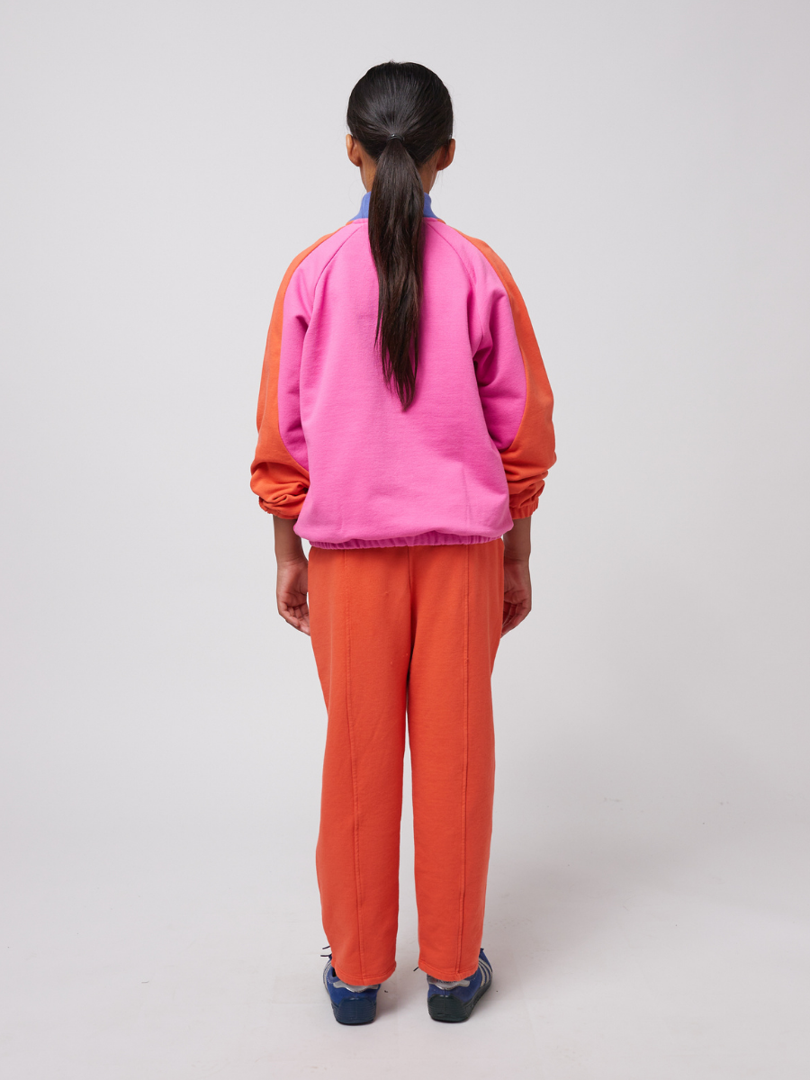 Smiling Color Block 1/4 Zipped Sweatshirt