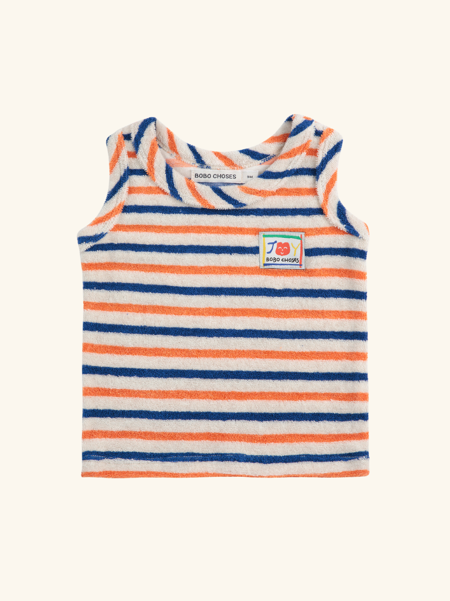 Smiling Striped Terry Cloth Tank Top