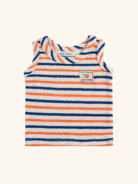 Smiling Striped Terry Cloth Tank Top