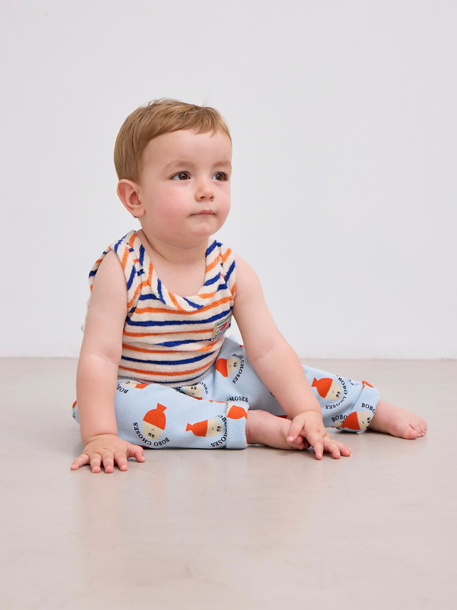 Smiling Striped Terry Cloth Tank Top